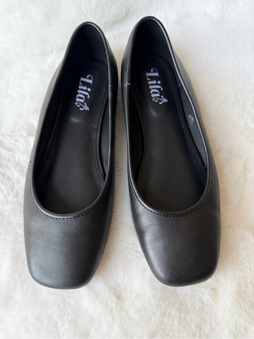 Lila Shoes for Crews Black Women's Square-Toe Ballet Flats Size 7